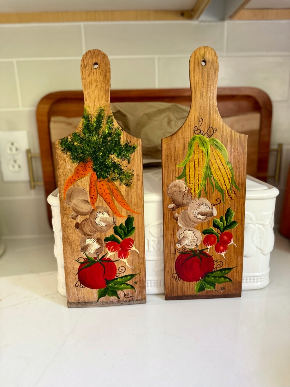 Hand Painted Vintage Kitchen Paddles